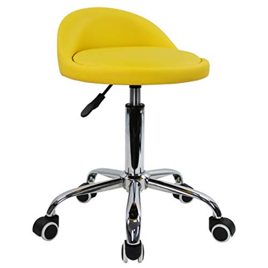 Spa & Wellness Retreat - PU Leather Round Rolling Stool with