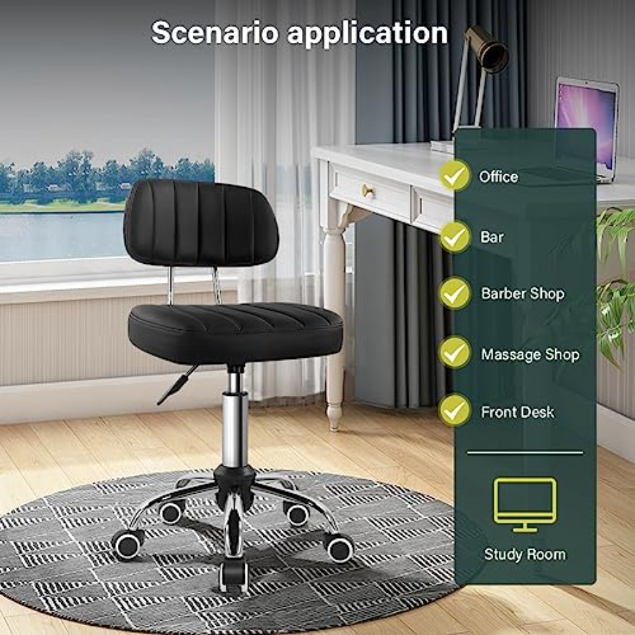Square Swivel Stool with Wheel – Spa & Wellness Retreat recenzja i cena